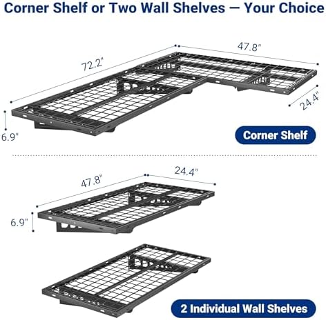 FLEXIMOUNTS 2 Pack 2x4ft Corner Wall Shelving Garage Storage Rack, Black