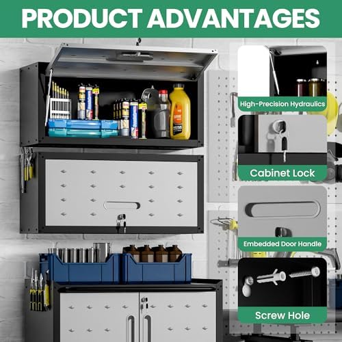 Garage Cabinet System | Heavy Duty Steel All-in-One Modular Garage Cabinet Set for Ultimate Workshop Organization | Easy Assembly Garage Storage Cabinets & Tool Bench