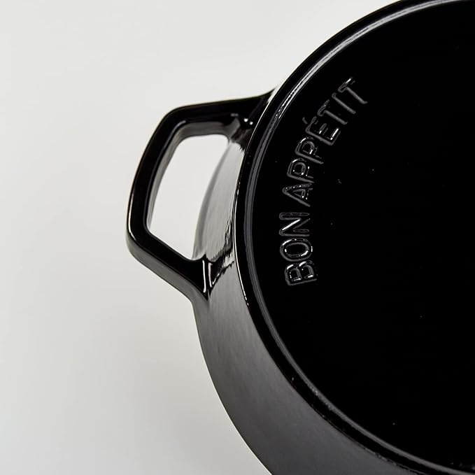 Milo by Kana 10-Inch Enameled Cast Iron Skillet | Nonstick Pre-Seasoned Cast Iron Grill Pan | Oven Proof and Dishwasher Safe | Cast Iron Cookware (Gloss Black)