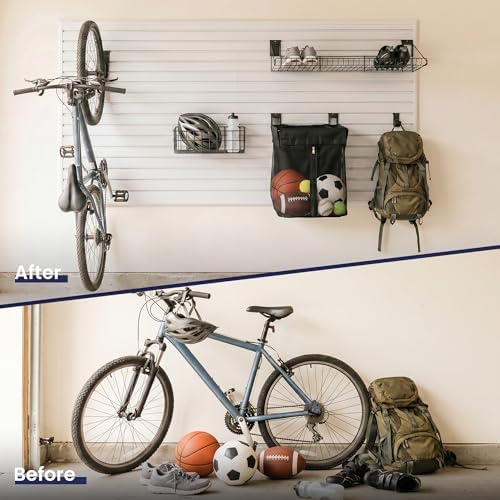 SMARTSTANDARD White 4x8 FT Slatwall Panel Set for Sports Storage
