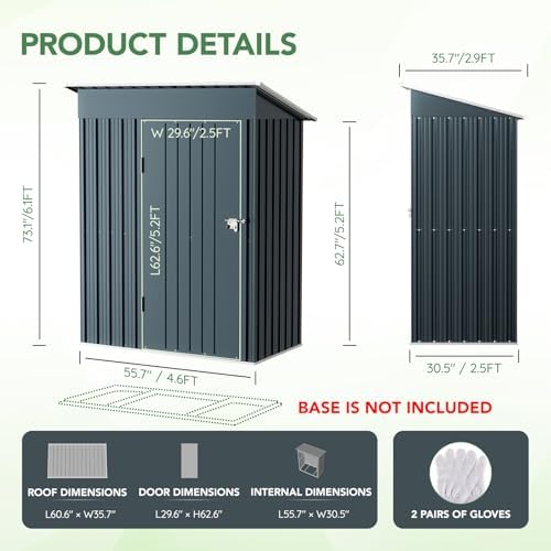 Breezz Vertical Outdoor Steel Storage Shed, 5 x 3 ft