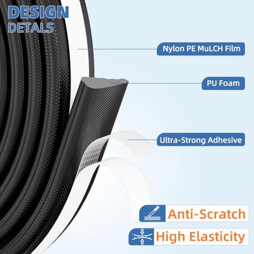 Kneelisa Wedge-Shape Window Weather Stripping Door Frame Seal 2Pcs×196” Black