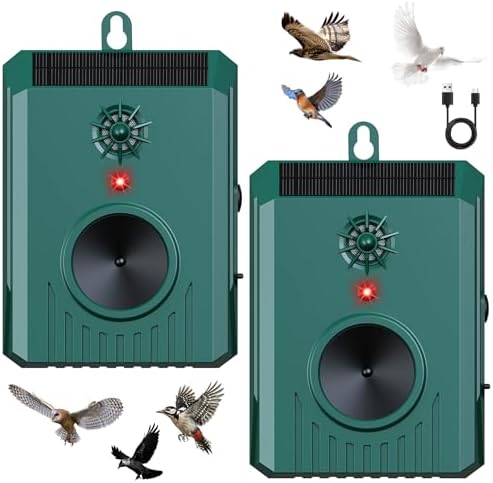2026 Solar Ultrasonic Bird Repellent Devices Bird Repeller Outdoor Woodpecker Deterrent for House IP65 Waterproof Bird Deterrent Pigeon Goose Repellent for Outside Patio Porch Balconies Rooftop (2)