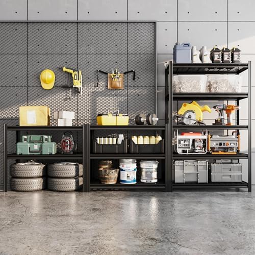 5-Tier Heavy Duty Garage Shelving, 3,000 lbs Capacity Adjustable Metal Storage Shelving Unit for Garage, Basement, Pantry & Utility Room, 35.43" W x 15.8" D x 72" H