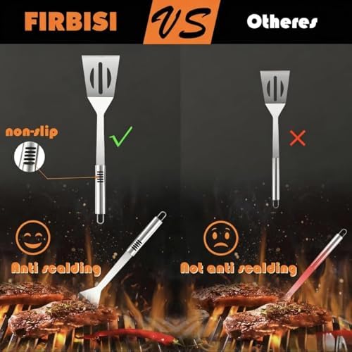 BBQ Grill Tool Set BBQ Grilling Accessories Set 8PC Barbecue Grill Tools Utensils Set for Outdoor with Spatula, Fork, Knife, Brush, Tongs, Seasoning Bottle Grilling Gifts for Men Dad