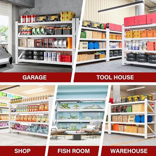 SISESOL 5000LBS Heavy Duty Garage Shelving Units,60" Wide & Deep Storage Shelves,White Metal Garage Shelves,Large Storage Rack,Steel Shelf,Industrial Shelving for Shop,Warehouse,60" W x 24" D x 70" H