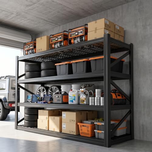 4-Tier Heavy Duty Garage Shelving, 8,000 lbs Capacity Adjustable Metal Storage Shelving Unit for Garage, Basement, Warehouse & Workshop, 71" W x 24" D x 71" H