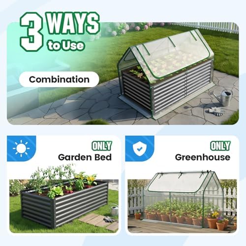Quictent Large Raised Garden Bed with Cover 6x3x2 ft