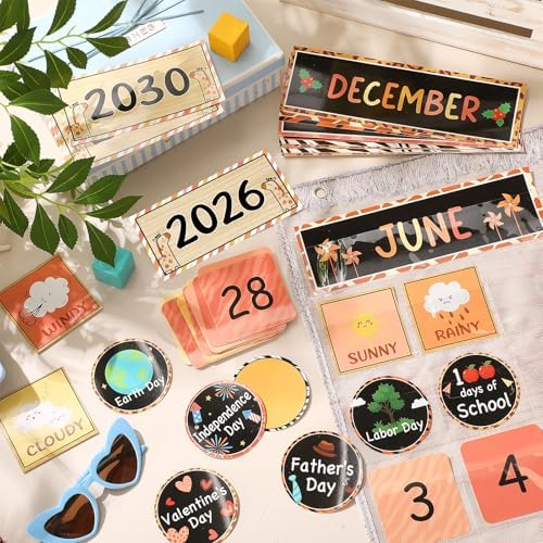 Sinload Classroom Calendar Pocket Chart Wood Color, We Belong