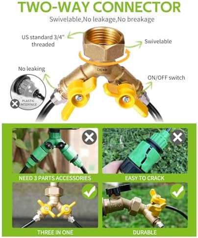 HIRALIY 50ft Drip Irrigation Kit Plant Watering System 8x5mm Blank Distribution Tubing DIY Automatic Irrigation Equipment Set for Garden Greenhouse Flower Bed Patio Lawn