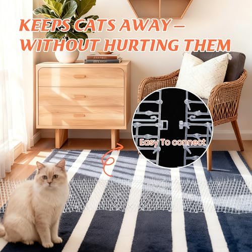 2 Pack Transparent 6.5ft Cat Scat Mat with Soft Spikes, 13ft Clear Cat Deterrent Strips for Sofa, Windowsills, Balcony & Garden, Cuttable Indoor/Outdoor Pet Repellent Mats, 78" x 11" Each