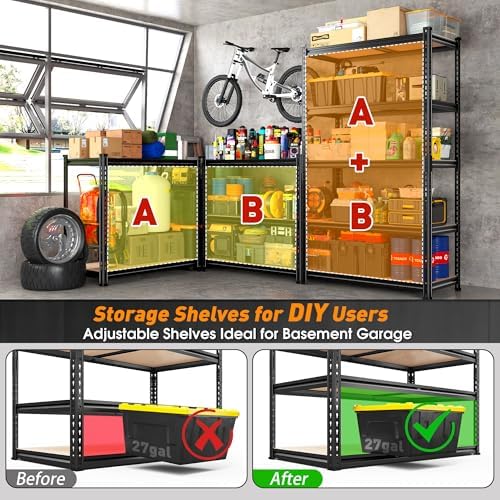 REIBII 2400LBS Garage Shelving,36" Wx16" Dx72" H Shelves for Basement