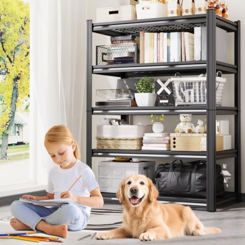 3-Pack Heavy Duty Garage Shelving for Large Storage & Garage Organization, 78"H x 46"W x 20"D 5-Tier Adjustable All Metal Wire Shelf for Tools, Storage Bins, Bulk Items, Warehouse & Workshop