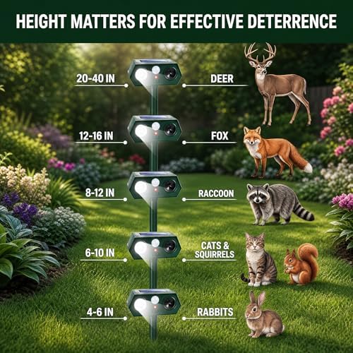 2026 Sonic Fortress Pro Deer Repellent Devices, Racoon Repellent Outdoor Squirrel Fortress Pro IP65 Animal Repeller Cat Deterrent with Motion Sensor&Light to Scare Bear Dog Out of Garden Yard(2Pack)