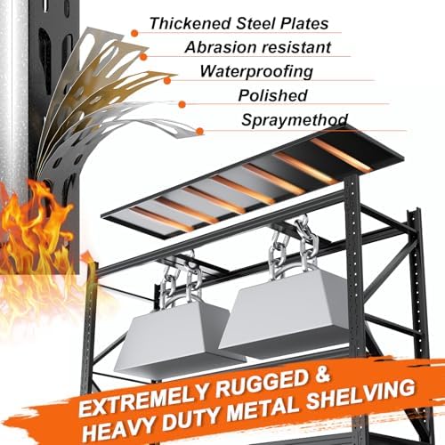 Metal Garage Shelving Unit, Heavy Duty Adjustable Industrial Storage Shelves, Steel Storage Rack for Garage, Warehouse, Basement, Black, 70.1" H x 71" W x 24" D, 3 Pack