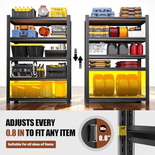 71.2''H Storage Shelves, Wood Garage Shelving,Adjustable Heavy Duty Shelving Unit,5T Tall Garage Shelves，Wood Metal Standing Shelf Units,Utility Rack For Kitchen 71.2''H*35.4''W*15.7''D,3-Pack