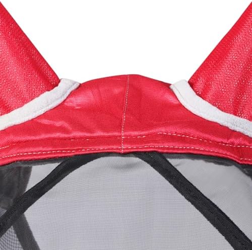 Harrison Howard CareMaster Pro Luminous Horse Fly Mask Large Eye Space Long Nose with Ears UV Protection for Horse Red M Cob