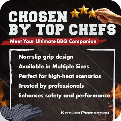 KITCHEN PERFECTION S Silicone Smoker BBQ Gloves - Heat Resistant Oven Mitts