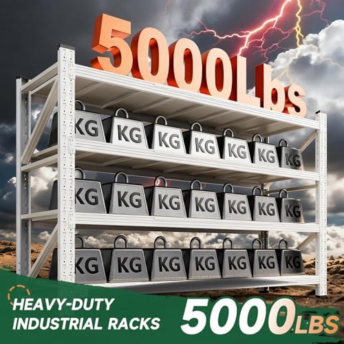 Letaya 71.3" W Metal Storage Shelves,5000LBS Heavy Duty Garage Shelving Units, 4 Tier Adjustable Utility Rack Shelf,Large Industrial Shelves,for Shop,Warehouse,Basement (71.3" W x 24" D x 70" H)