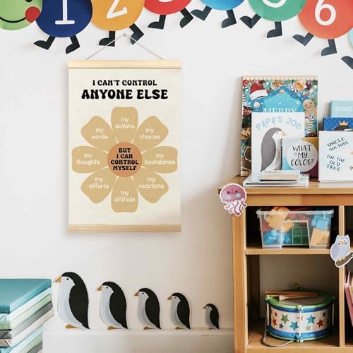 TLESKE Mental Health Classroom Poster Hanger Frame, Psychology Hanging Wall Art Room Decor for School Counselor Therapy Therapist Office, Things I Can Control Banner Print, Calming Room Decor, 16x24
