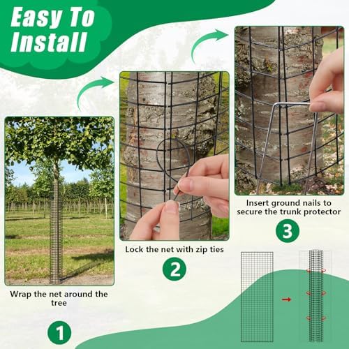 UQM 48 Inch Tree Trunk Protector, 6 Pcs Metal Tree Guards Trunk Protector