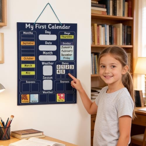 Learning Calendar Weather Time Wall Center Classroom Pocket Chart For Kids