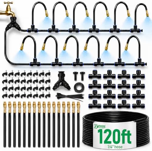 Bonviee 120FT Drip Irrigation System with Adjustable Nozzles