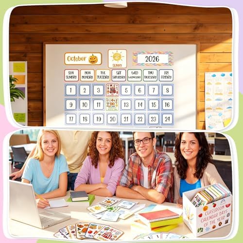 Mooliwe 457 Pcs Colorful Classroom Calendar Days of The Year Set