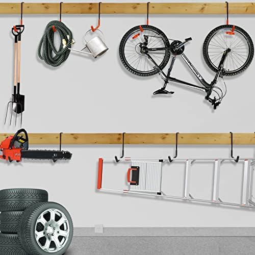 HUPBIPY Rafter Hanger Large S Garage Hooks Bike Storage System Holder Organizer, with Non Slip Coating, for Organizing Hanging Basket, Ladders,Bicycle Wheel,Ropes and Bulk Items (6Pack, Orange)