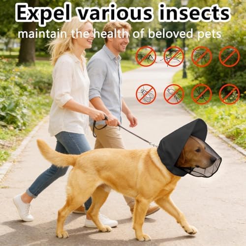 Dog Outdoor Protection Mask, Breathable Adjustable Mesh Head Guard for Small and Medium Dogs, Face Cover for Hiking, Camping and Travel