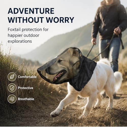 Foxtail Mask for Dogs, Field Net Guard Dog Foxtail Protection Hood for Dogs Prevent Foxtails Thorns Rocks Insects, Lightweight Adjustable Dog Face Guard for Hiking, Outdoor Adventures (XL)