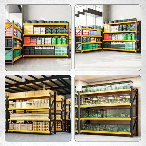 Letaya 6000LBS Heavy Duty Storage Shelves,79" W Metal Garage Shelving Units,4 Tier Large Tall Industrial Shelving,Adjustable Utility Rack Shelf for Warehouse,Basement (Yellow, 79" W x 24" D x 79" H)