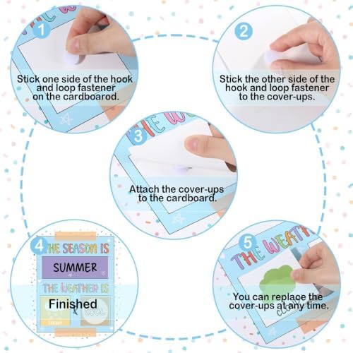 Pastel Watercolor Season and Weather Calendar Bulletin Board Season Calendar Posters with Weather Cards Hook and Loop Dots for Classroom Wall Decor Preschool Kindergarten Student Teacher Supplies