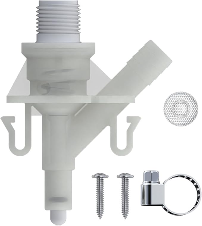 SEAFLO RV Toilet Water Inlet Valve Kit (SFRTK-003) - Fits All RV Toilets (SFRTPH-01-01, SFRTPH-01-02, SFRTPH-02-01) - Complete Kit with Screws, Clamp & Filter -
