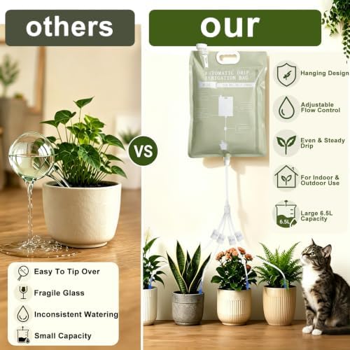 3Pcs 6.5L Automatic Vacation Plant Waterer Bag,Plant Self Watering Devices