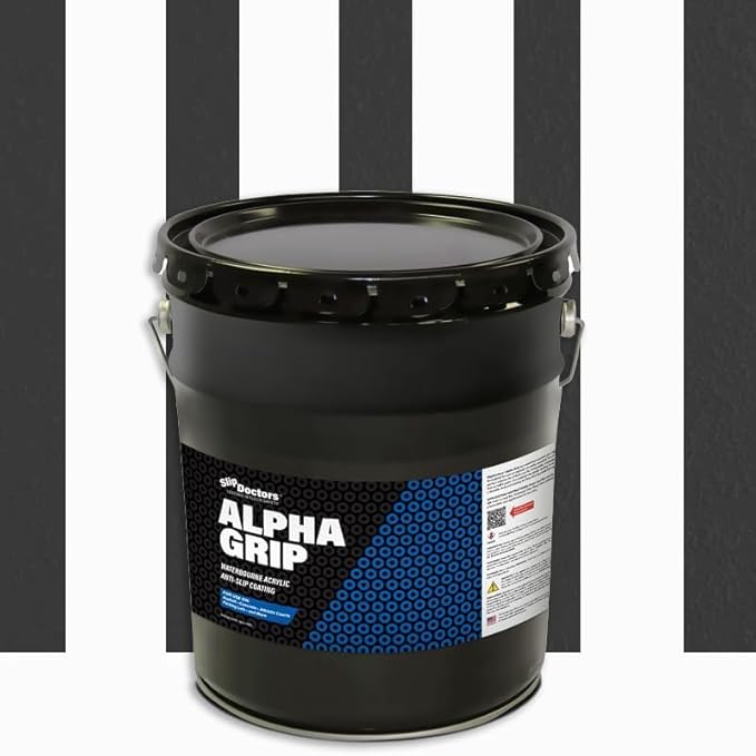 Alpha Grip Non-Slip Paint for Concrete & Asphalt – Non-Skid Coating Ideal for Striping Parking Lots, Playgrounds & Pavements (Black, 5 Gallon)