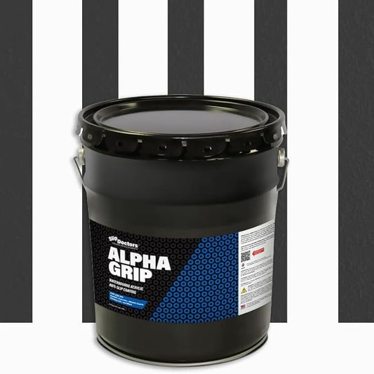 Alpha Grip Non-Slip Paint for Concrete & Asphalt – Non-Skid Coating Ideal for Striping Parking Lots, Playgrounds & Pavements (Black, 5 Gallon)