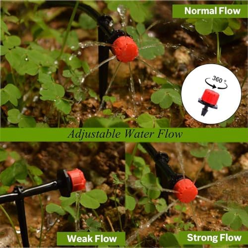 Kalolary 100Pcs 1/4Inch Adjustable Micro Drip Irrigation System Watering Sprinklers Anti-Clogging Emitter Dripper Red Garden Supplies