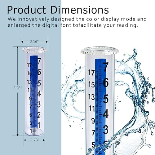 JOYBEE 7" Capacity Antifreeze Plastic Rain Gauge Replacement Tube for Outdoors Yard Garden(2 pcs Blue)