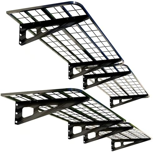 4-Pack 2x4ft Garage Wall Shelving, 4 Shelf Total 16 ft(L) Garage Shelving Wall Mounted, Heavy-Duty Storage Shelves, Perfect for Holding Storage Bins, Sporting Goods, Tools, and More Space-Saving