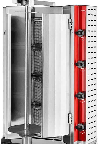 VB205 Commercial Gas Vertical Broiler, 130 lb Capacity, 47500 BTU, 5 Ceramic Infrared Burners, Stainless Steel, 21x23x44 Inches, Natural Gas/LP Convertible