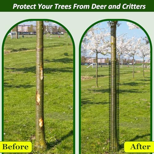 48" Metal Tree Trunk Protector, 4 Pack Mesh Tree Guards Tree Protectors with Zip Ties, Stakes, ExpandableTree Trunk Protector Guard, Tree Protectors from Deer, Mower, Animals(48",4 Pack)