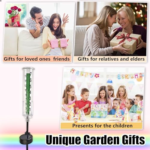 JOYBEE Solar Antifreeze Rain Gauge for Outdoors Yard Garden(Green)