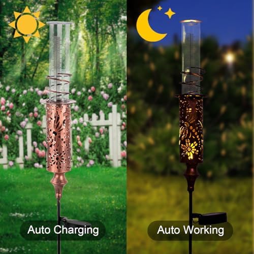 Rain Gauge Outdoor, Solar Water Gauge for Rain