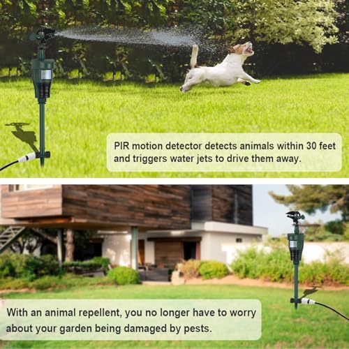 Adjustable 360° Motion Activated Sprinkler for Garden – Animal Deterrent Motion Sensor Sprinkler to Protect Plants