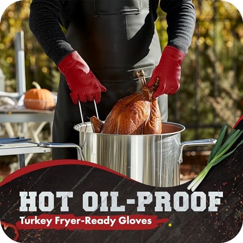 KITCHEN PERFECTION Silicone Smoker BBQ Gloves - Heat Resistant Oven Mitts