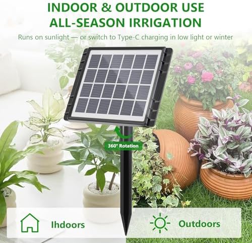 49FT Solar Drip Irrigation Kit, Digital Screen for 15 Pots