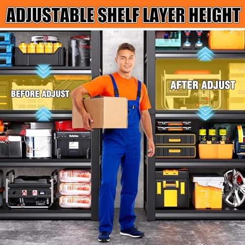 46''W Garage shelving,2500lbs AdjustableTall Heavy Duty Shelving,5T Garage Shelves ,Storage ShelvesUnit，Metal Standing Shelf Units， Utility Rack For Kitchen Warehouse Basement 71*46*20,2-pack