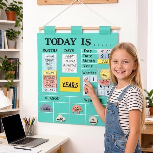 Learning Calendar Weather Time Wall Center Classroom Pocket Chart For Kids