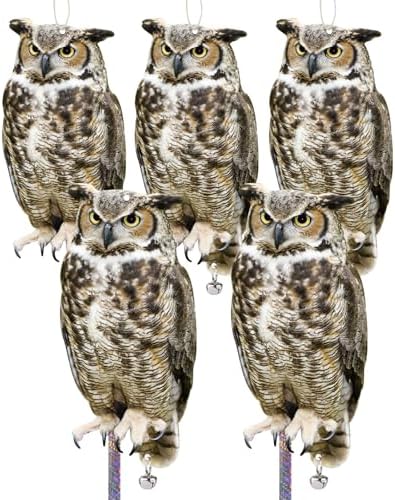 5PCS Flat Plastic Owl to Scare Pigeon for Patio, Fake Owl